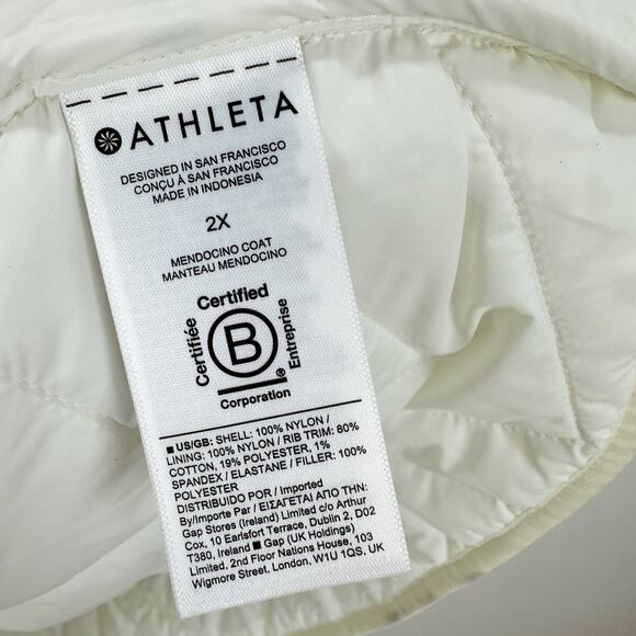Athleta Mendocino Puffer Coat Quilted White Light Quilted Belted Size 2X NWT - Picture 13 of 16